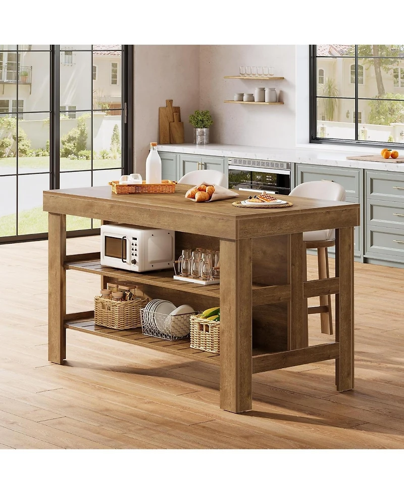 Tribesigns 55.1" Kitchen Island with Seating and Storage
