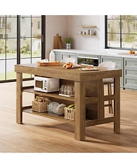 Tribesigns 55.1" Kitchen Island with Seating and Storage