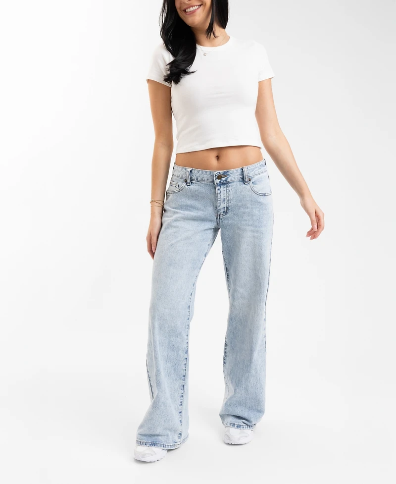 Em & Cass Juniors' Low-Rise Wide-Leg Jeans