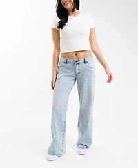 Em & Cass Juniors' Low-Rise Wide-Leg Jeans