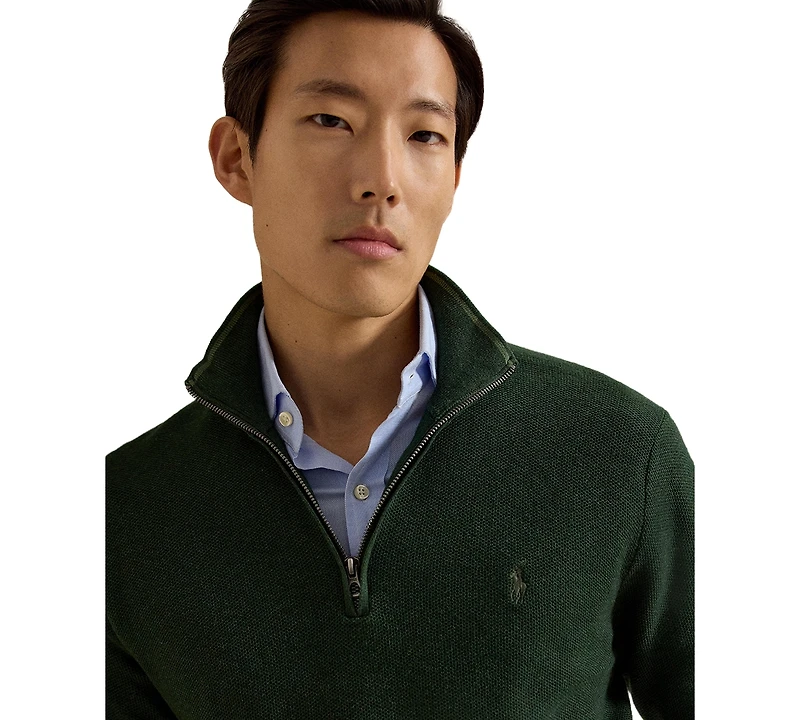 Polo Ralph Lauren Men's Mesh-Knit Cotton Quarter-Zip Sweater