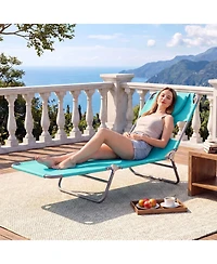 Gouun Folding Beach Lounge Chair with Adjustable Backrest for Outdoor Lawn