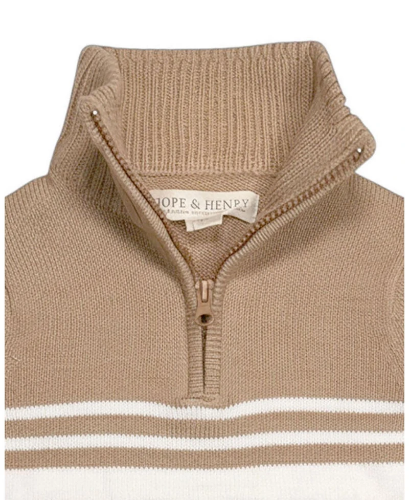 Hope & Henry Toddler Boys 2T - 4T Organic Half Zip Stripe Sweater