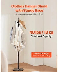 Sugift Freestanding Coat Rack with Marble Base 6 Hooks Carbon Steel Stand for Entryway Bedroom Office