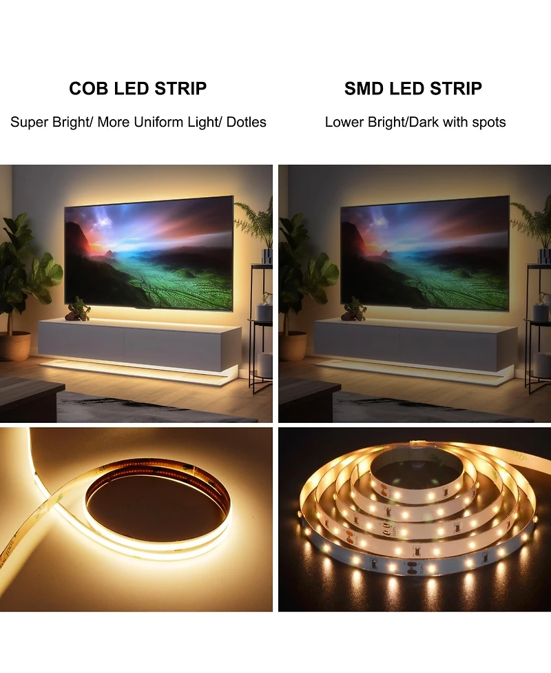 Lofree 16.4'L Dimmable Remote Control Led Strip Light, 2-Piece Set