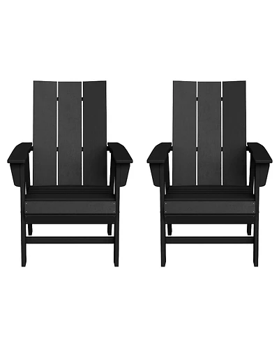 WestinTrends Outdoor Patio Hdpe Plastic Modern Adirondack Dining Chairs (Set of 2)