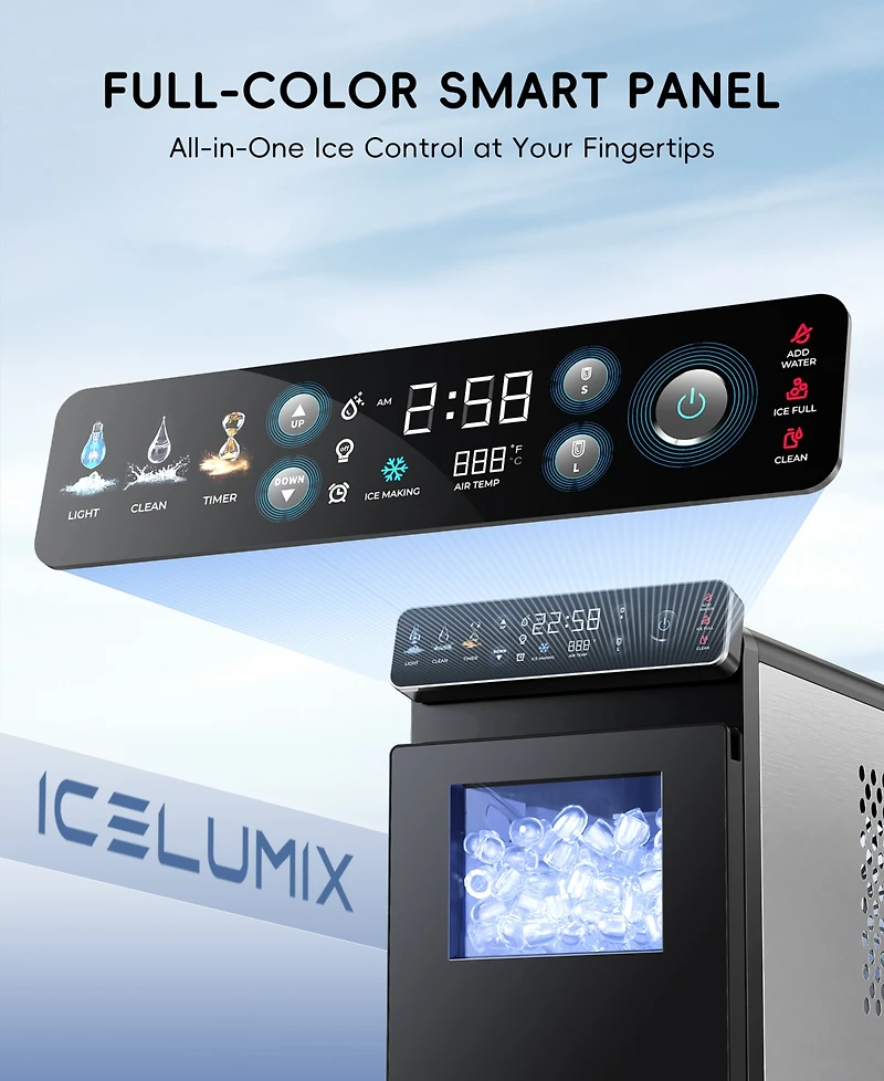 Ecozy Chillio 26 lb Countertop Ice Maker, Portable Self-Cleaning Machine