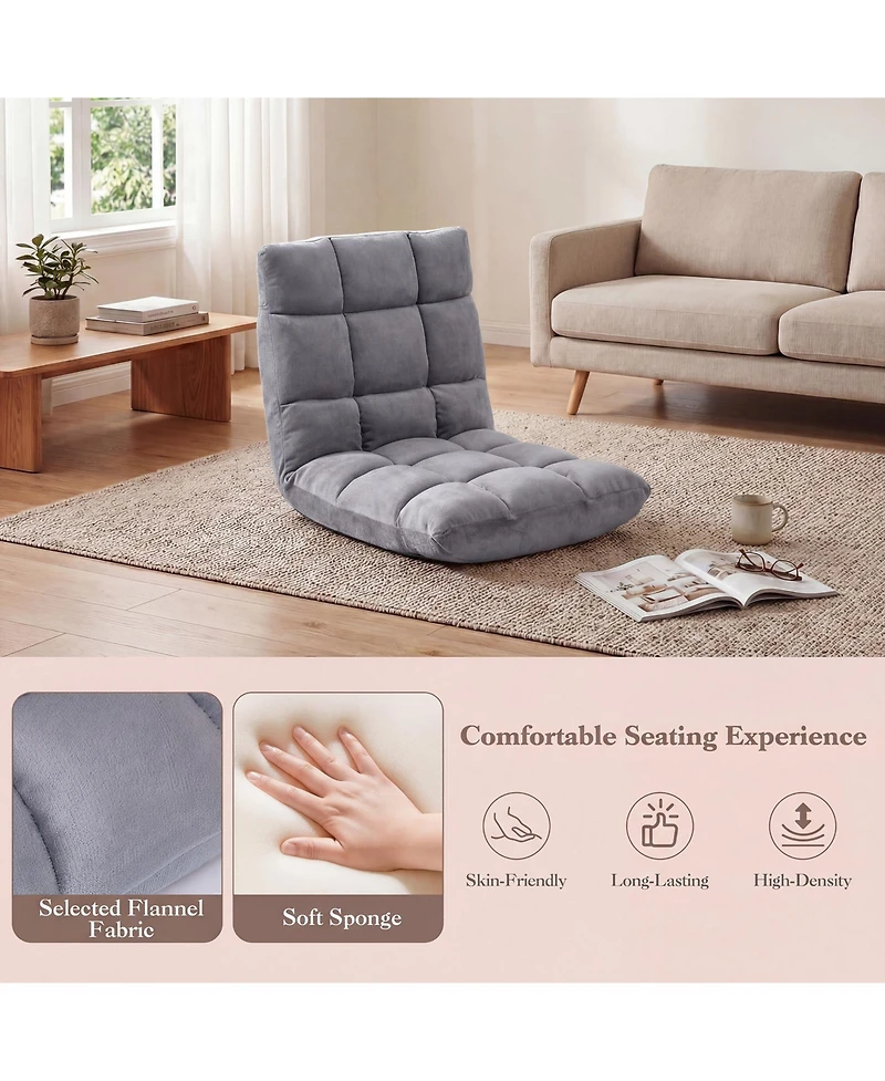 Costway Adjustable 14-Position Floor Chair Folding Lazy Gaming Sofa Chair Cushioned