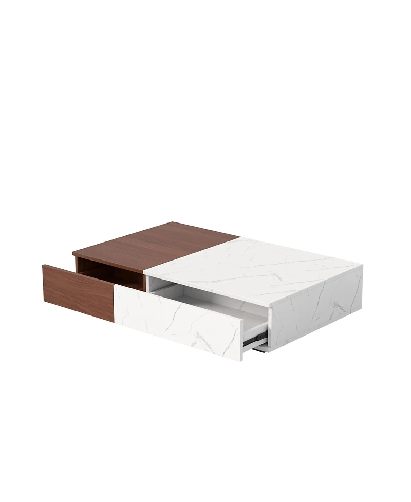 Flynama Modern Walnut Coffee Table with Storage Mdf Living Room Center Table