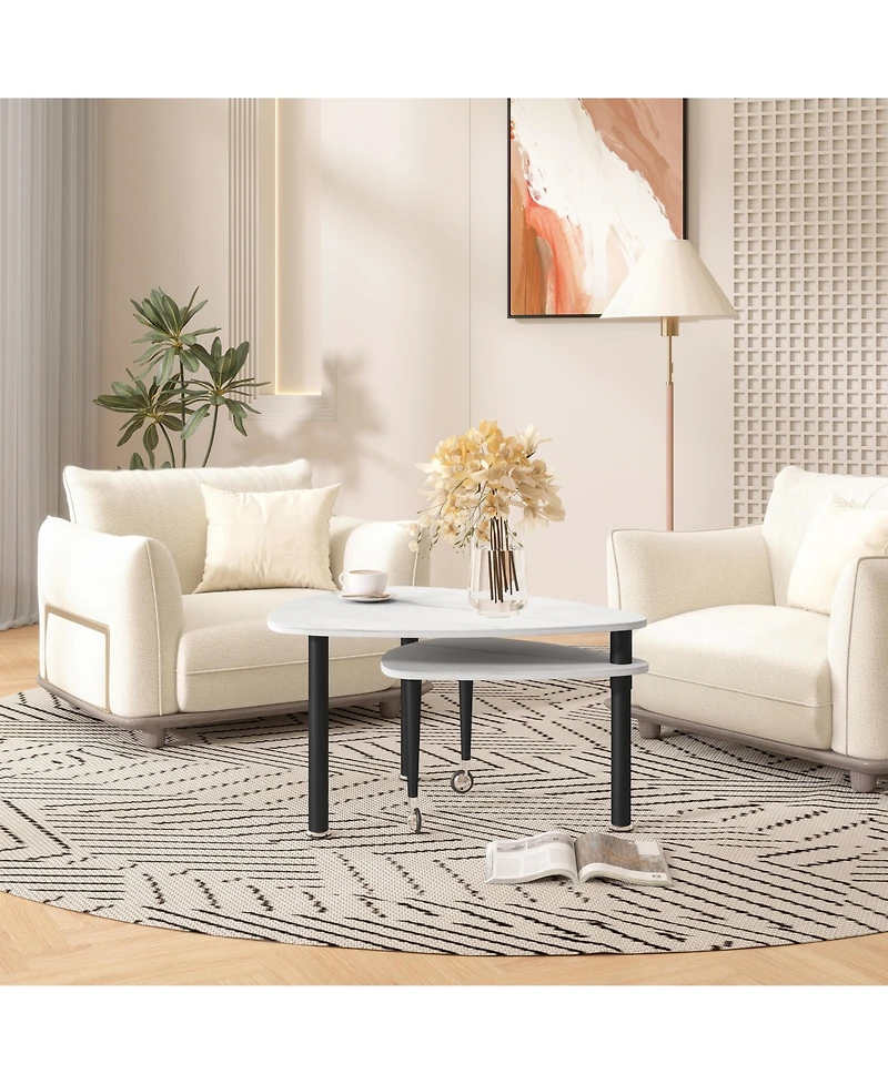 Flynama 360degree(s) Rotatable Coffee Table, Sintered Stone Top
