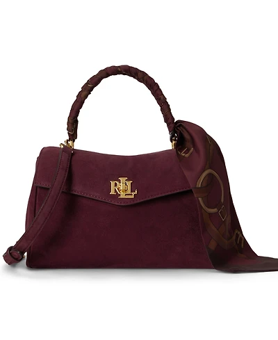 Lauren Ralph Farrah Scarf Trim Small Soft Satchel Handbag
