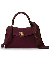 Lauren Ralph Farrah Scarf Trim Small Soft Satchel Handbag