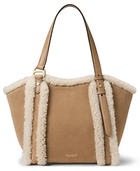 Lauren Ralph Lauren Shearling-Trim Large Tasha Tote Bag