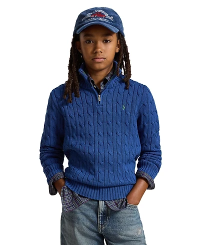 Polo Ralph Lauren Boys' 8-20 Cable-Knit Cotton Quarter-Zip Sweater