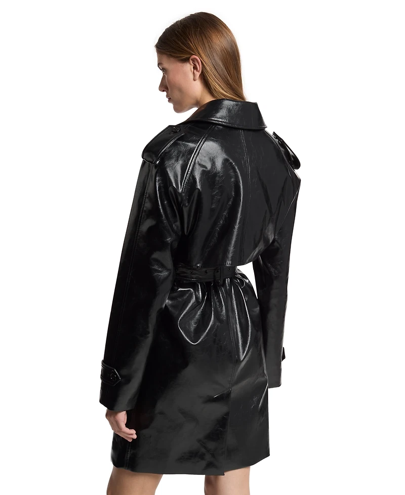 Michael Kors Women's Double-Breasted Faux Leather Coat