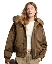 Michael Kors Women's Hooded Down Insulated Bomber Jacket