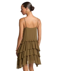 Michael Kors Women's Tiered Ruffle High-Low Tank Mini Dress