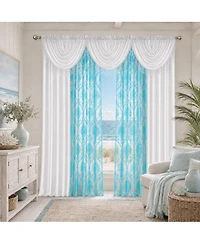 Kate Aurora 7 Piece Hampton Elegance Sheer Curtain Panels And Beaded Valances Set