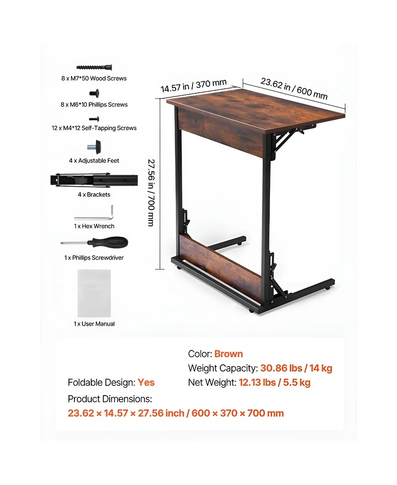 Slickblue Modern C Shaped End Table for Bedroom, Sofa and Office Use