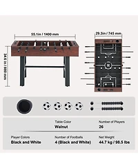Slickblue 55in Foosball Table with Cup Holders and 4 Balls for Family Game Room