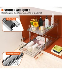 Sugift 2-Tier Pull Out Cabinet Organizer Steel Slide Out Pantry Shelves 15.5inWx22.5inDx19inH