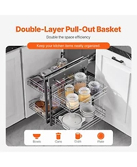 Sugift 2-Tier 4-Shelf Blind Corner Pull Out Cabinet Organizer for Min 15in W Opening Left Right Open