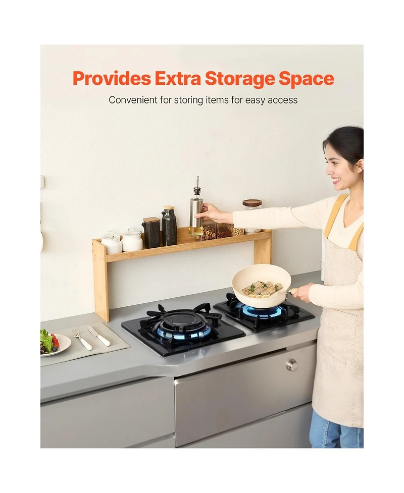 Sugift Over the Stove Spice Shelf Seasoning Organizer Countertop Storage Rack with 6 Hooks