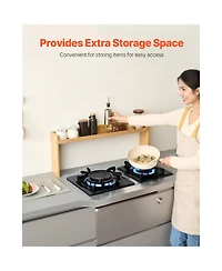Sugift Over the Stove Spice Shelf Seasoning Organizer Countertop Storage Rack with 6 Hooks