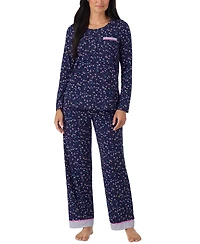 Cuddl Duds Women's Long-Sleeve Crewneck Print Pajama Set