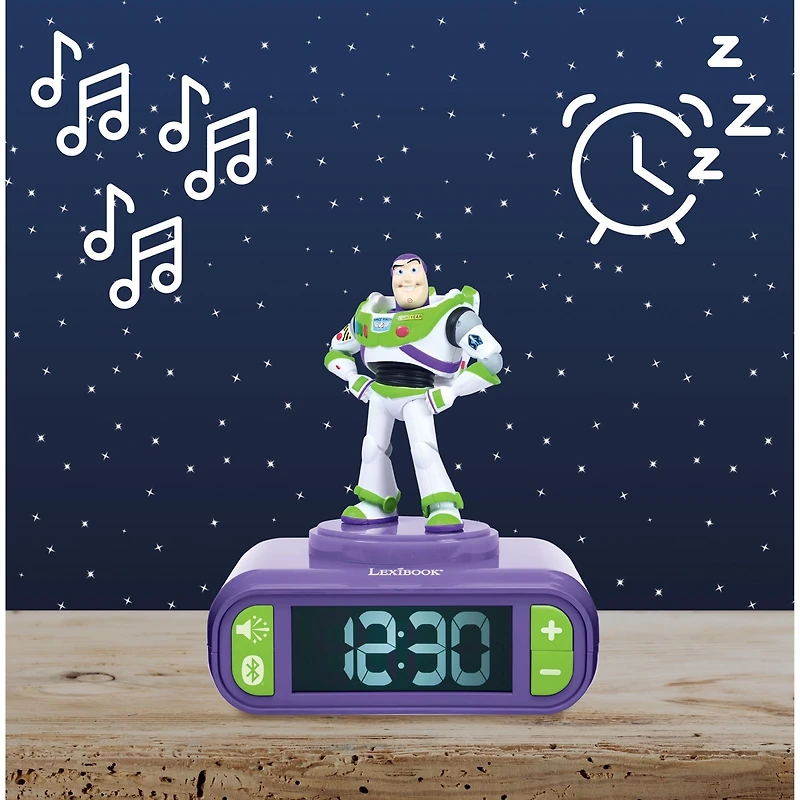 Lexibook Disney Toy Story Buzz Lightyear Digital Alarm Clock with 3D Nightlight and Bluetooth Speaker