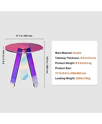 Slickblue Iridescent Acrylic Side Table with Round Top for Living Room