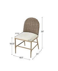 Flynama Set of 2 Farmhouse Iron Frame Rattan Back Dining Chairs, 400 Lbs High Load Capacity Armless Side Chairs