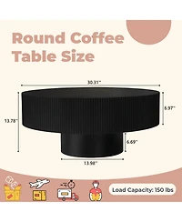 Flynama Fluted Round Pedestal Coffee Table, Mid Century Modern