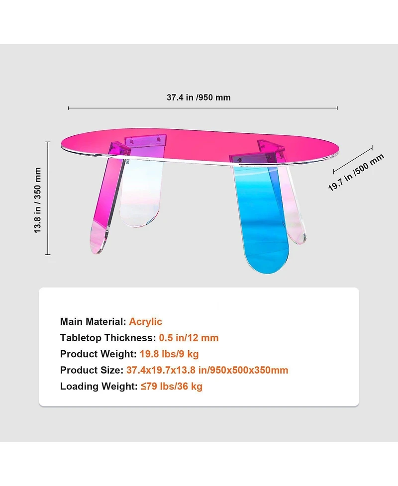 Slickblue Acrylic Coffee Table with Iridescent Finish and Modern Style