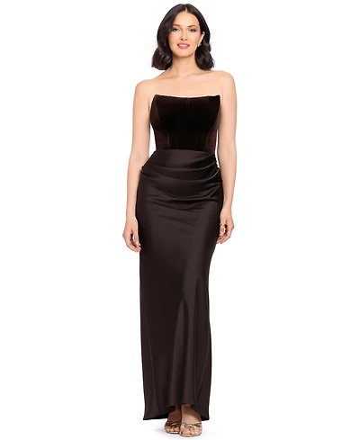 Betsy & Adam Women's Strapless Velvet Corset Dress