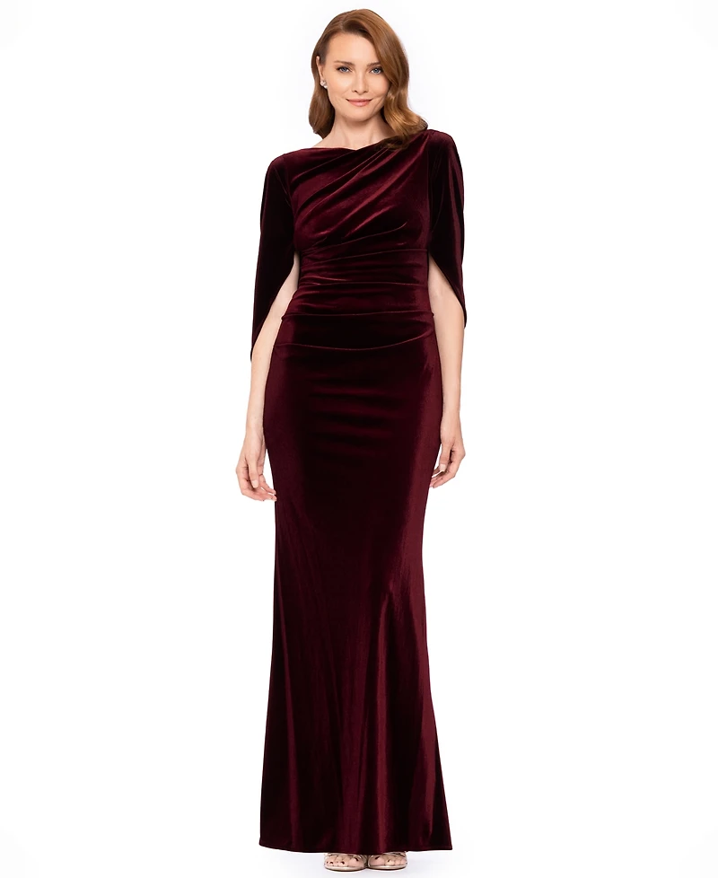 Betsy & Adam Women's Glitter Long Cowl Neck Dress