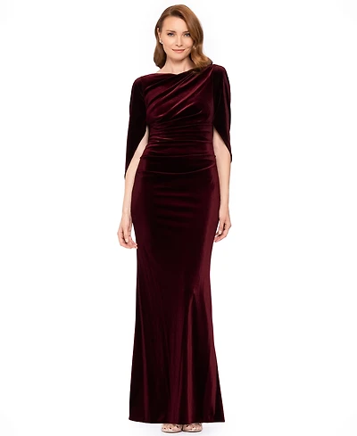 Betsy & Adam Women's Glitter Long Cowl Neck Dress