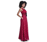 Karl Lagerfeld Paris Women's LD6B0013 Floral V-Neck Sleeveless Long Gown