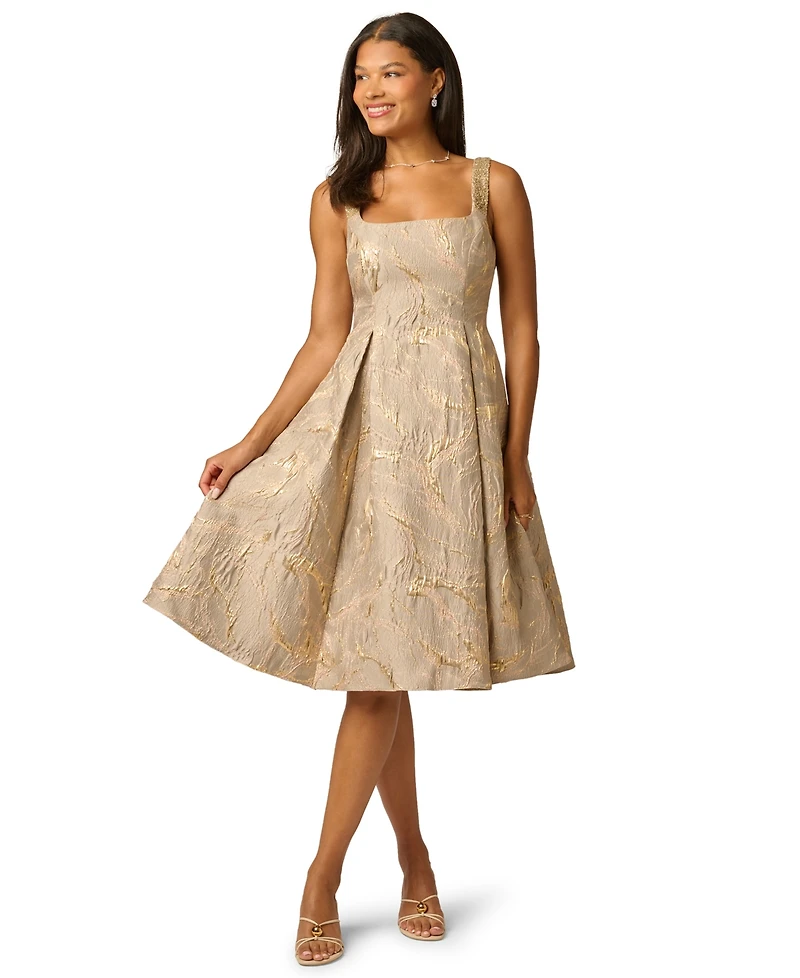 Adrianna Papell Women's Metallic Jacquard Fit & Flare Dress