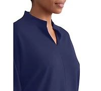 Jones New York Petite Johnny Collar 3/4-Sleeve Knit Blouse