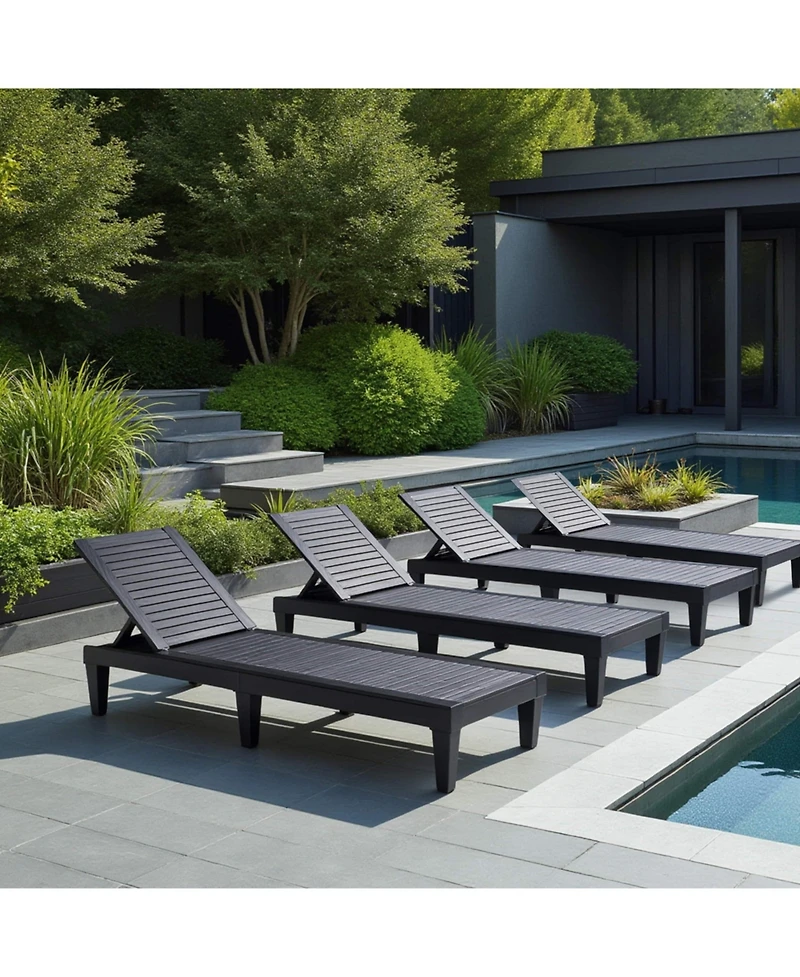 Nestl All-Weather Adjustable Patio Lounge Chairs Set of 6 for Poolside and Backyard