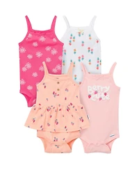 Gerber Baby Girls 4-Pack Sleeveless Bodysuits, Berries, 6-9 Months