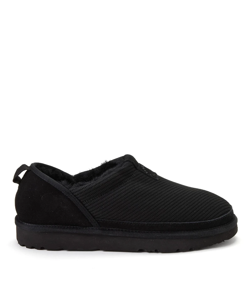 Dearfoams Women's Fireside by Sport Knit And Suede Slip On Shoetie Water Repellent Slippers