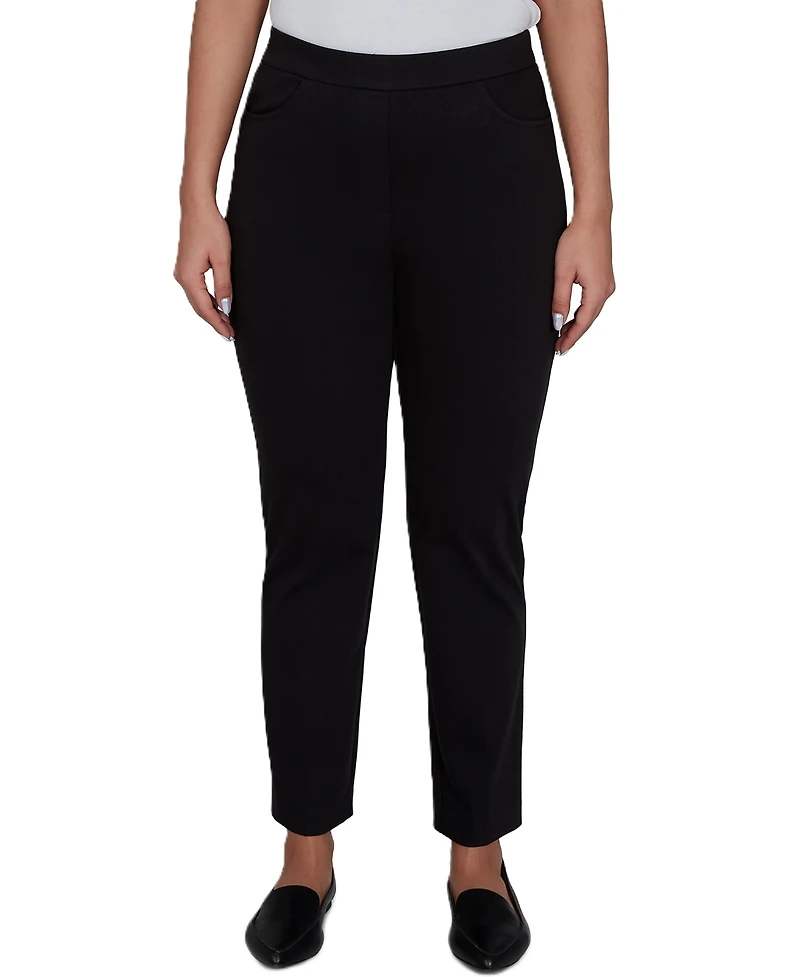 Alfred Dunner Petite Travel Advisory Pull-On Straight-Leg Knit Twill Pants