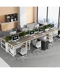 Tribesigns 78.7" Two Person Desk with Bookshelf