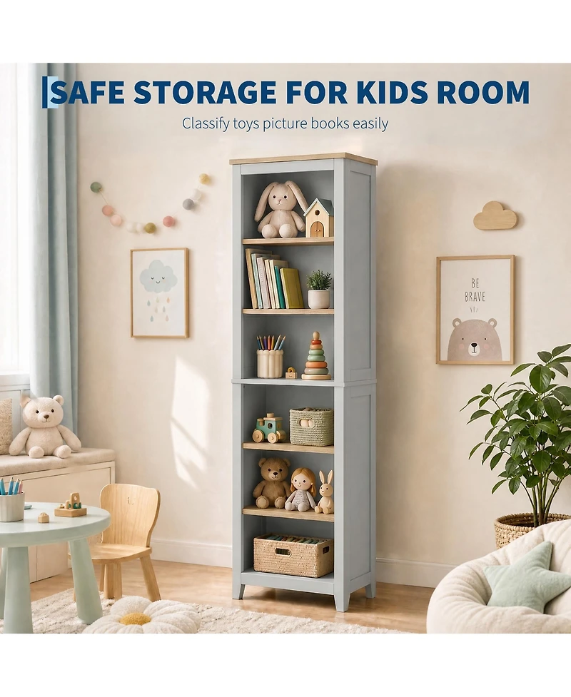 gaomon 70.3" 6-Tier Floor-Standing Bookcase with Open Shelves and Display Racks, Tilt-Resistant Design, Ideal for the Living Room or Home Office