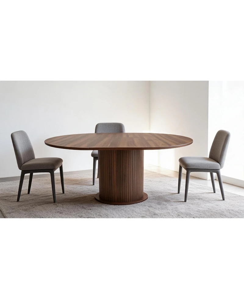 43.3' /59 ' Adjustable-Size Round Dining Table, Seats 4-6 People, Table with Slatted Legs, Suitable for Kitchens and Living Rooms