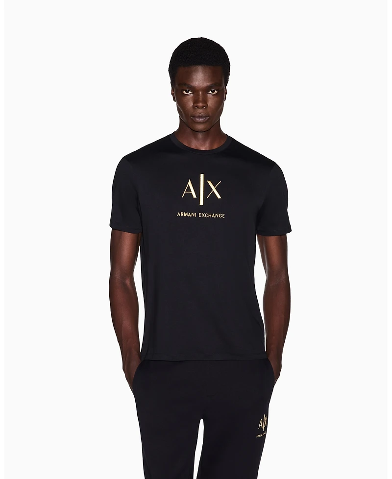 A|X Armani Exchange Men's Black And Gold Slim T-Shirt