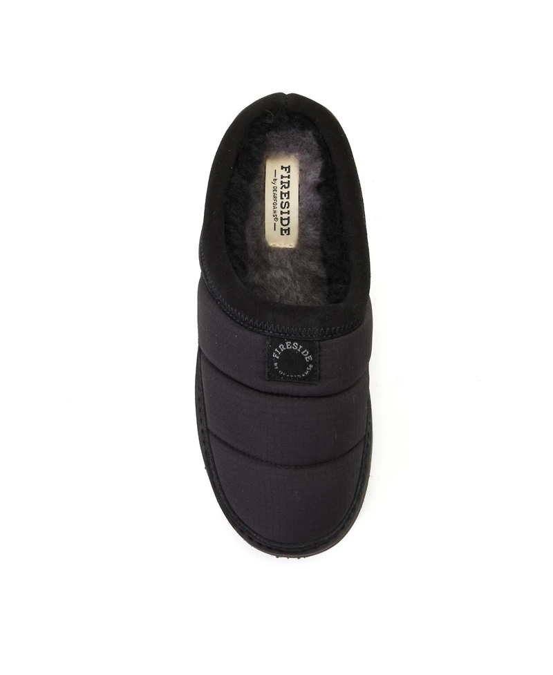 Dearfoams Women's Fireside by Greta Sport Nylon Puff Clog Water Repellent Slippers