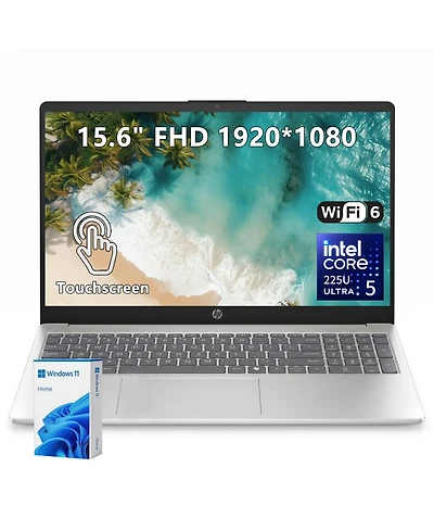 Hp 15.6 inch Fhd Touchscreen Laptop, Intel Core Ultra 5 225U, 16GB DDR5, 512GB Ssd, Wi Fi 6, Windows 11 Home, Silver